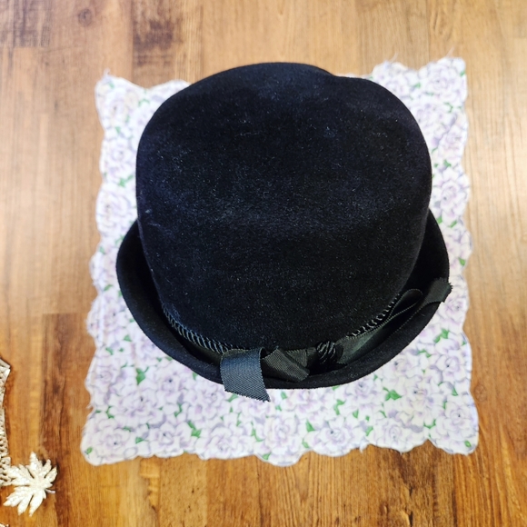 🎼Vintage 1950s Peachbloom Velour Rolled Brim Hat🖤 - Picture 4 of 10